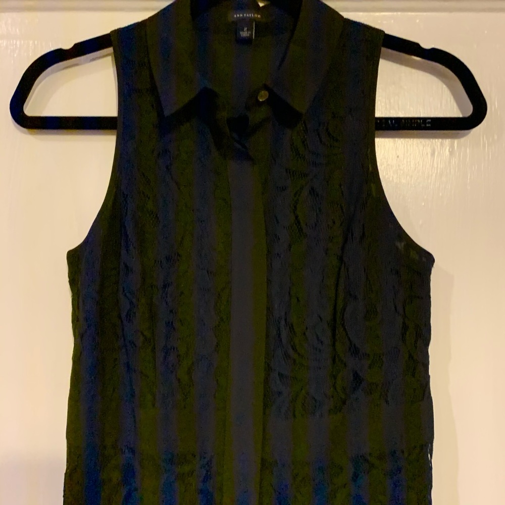 Ann Taylor black lace shirt dress size 2